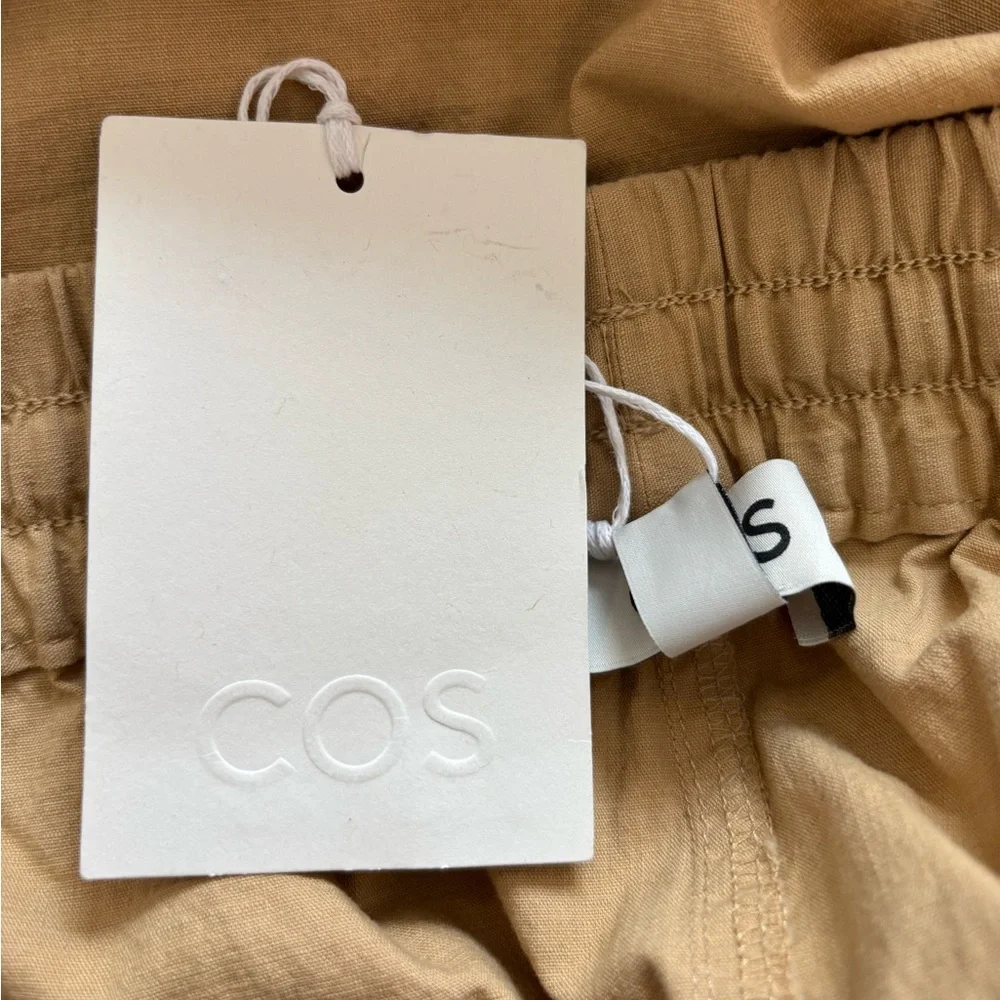COS Tan/Khaki Elasticated Trousers in Cotton/Linen Blend Size M. NWT